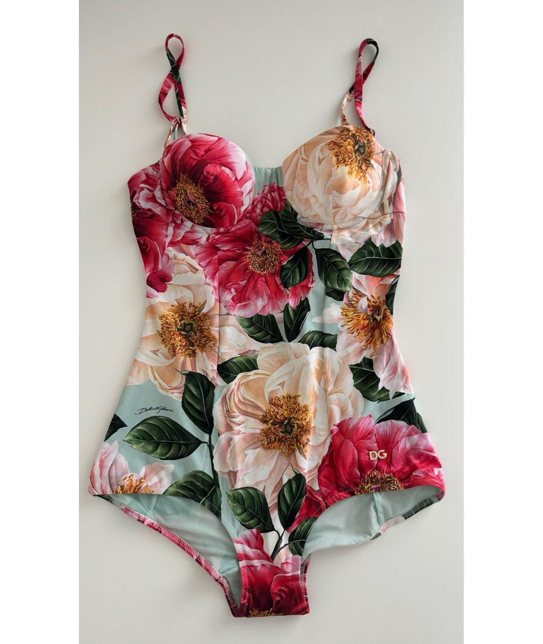 DOLCE&GABBANA Бирюзовый полиамидовый купальник, фото 7