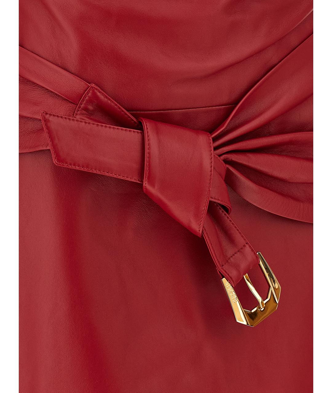 VERSACE Красное кожаное коктейльное платье, фото 4