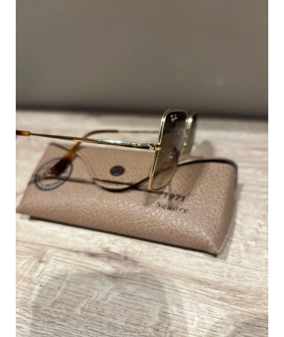 RAY BAN Золотые металлические солнцезащитные очки, фото 3