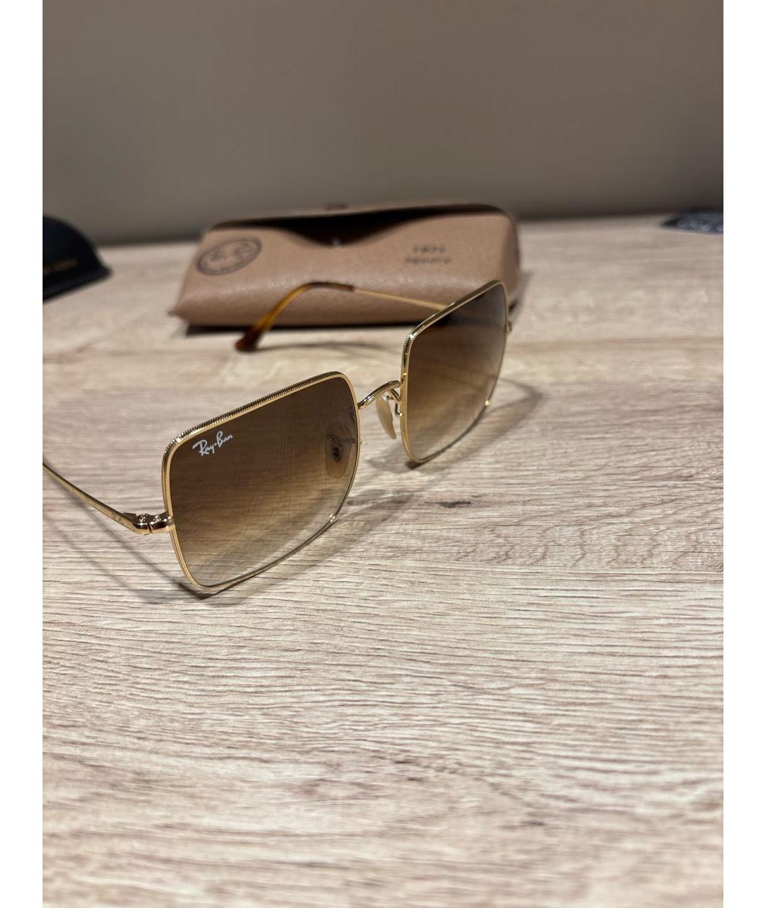RAY BAN Золотые металлические солнцезащитные очки, фото 2