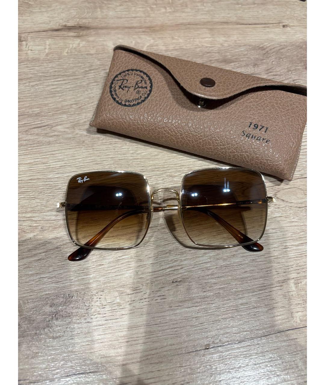 RAY BAN Золотые металлические солнцезащитные очки, фото 5