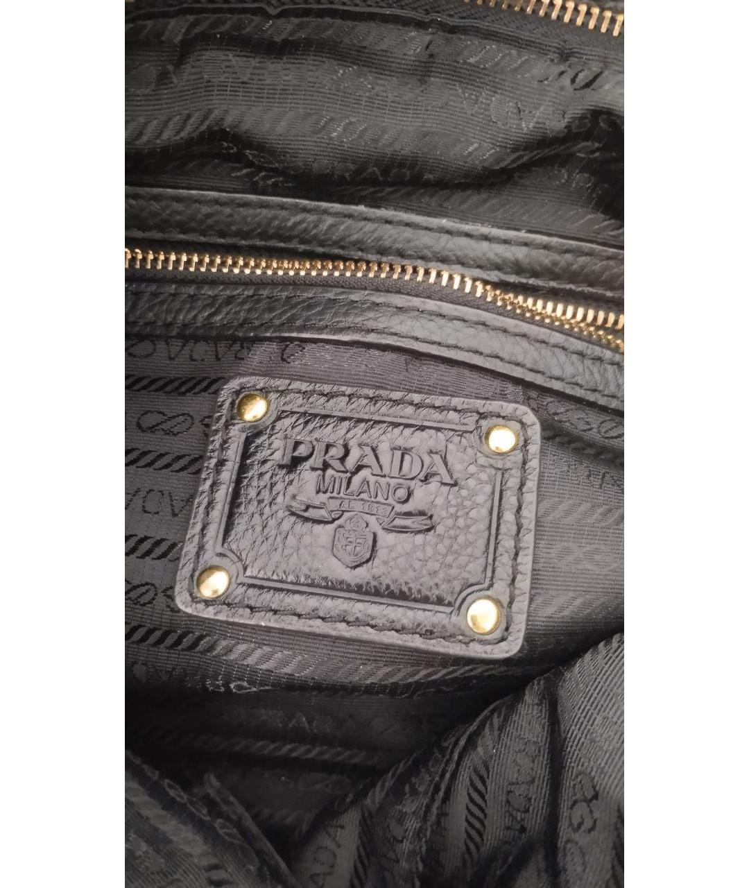 PRADA Черная кожаная сумка тоут, фото 5
