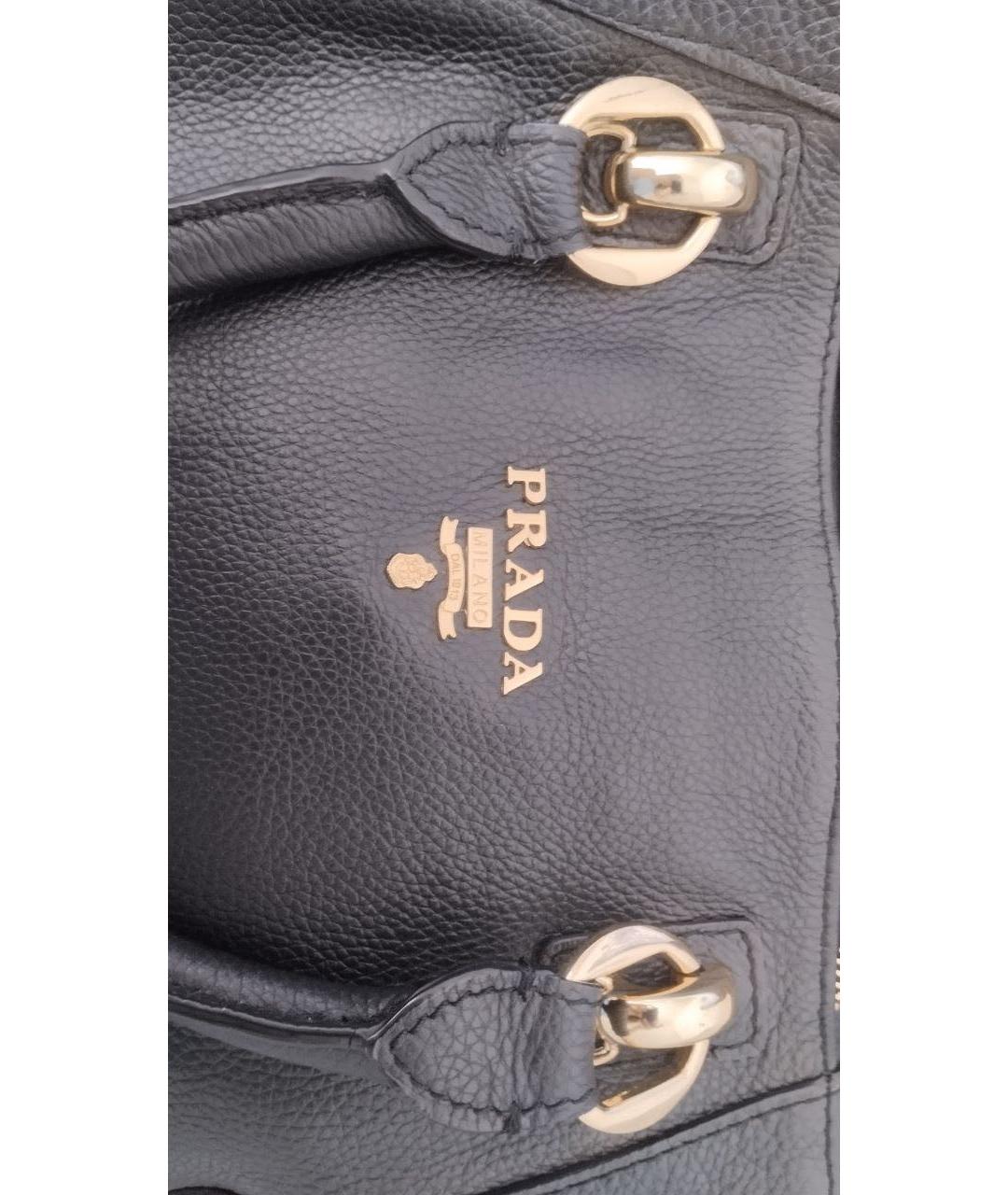 PRADA Черная кожаная сумка тоут, фото 6