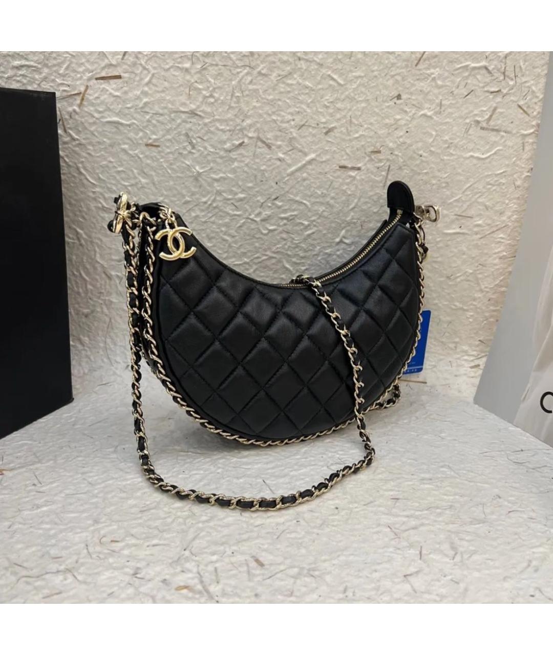 CHANEL Черная кожаная сумка через плечо, фото 3