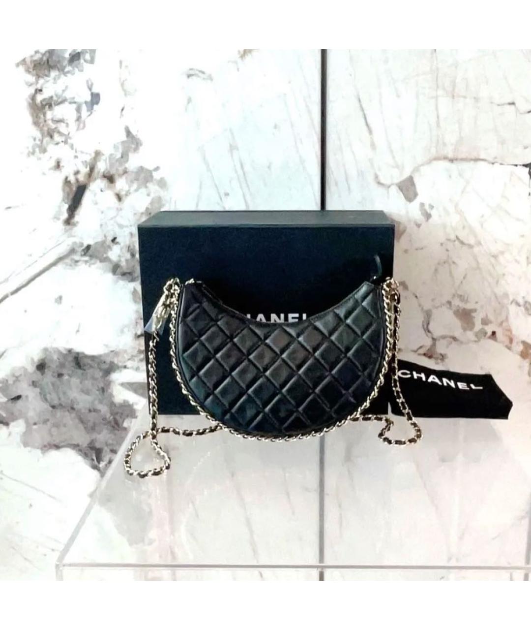 CHANEL Черная кожаная сумка через плечо, фото 6