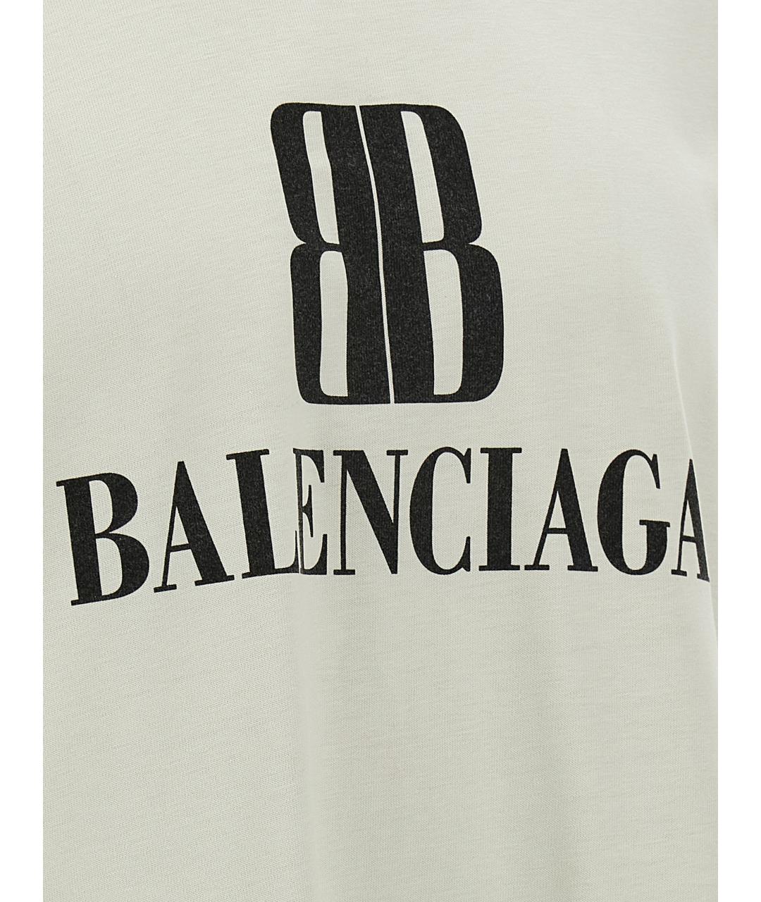 BALENCIAGA Бежевая хлопковая футболка, фото 4