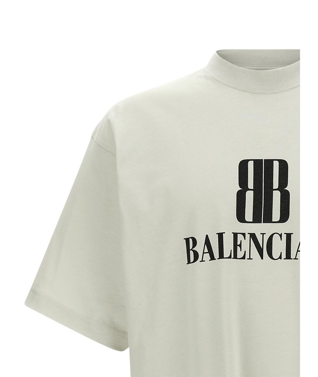 BALENCIAGA Бежевая хлопковая футболка, фото 3