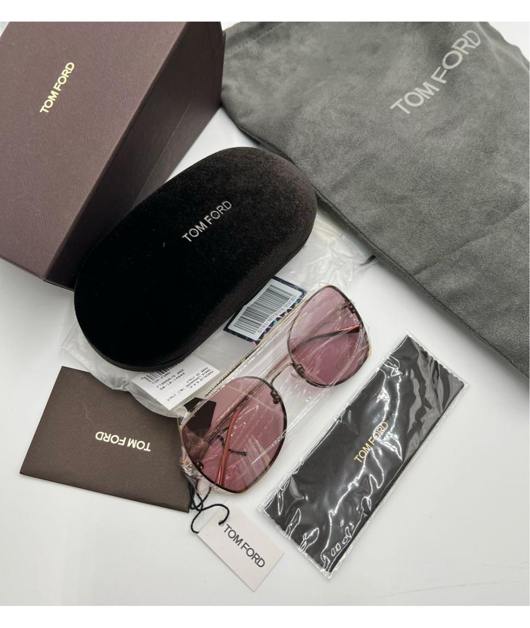 TOM FORD Розовые металлические солнцезащитные очки, фото 2