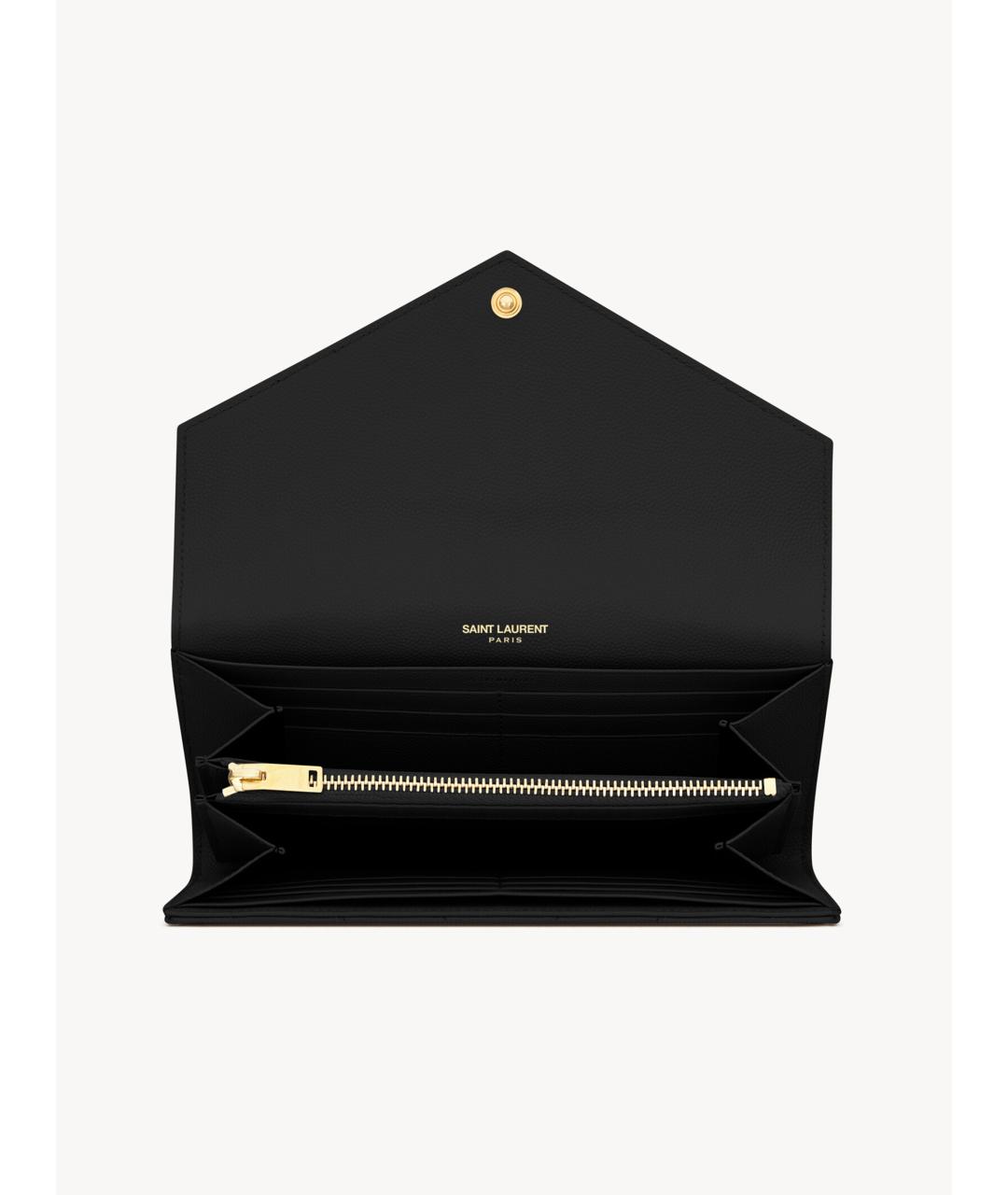 SAINT LAURENT Черный кожаный кошелек, фото 3