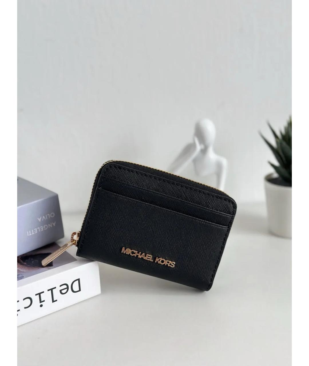 MICHAEL KORS Черный кожаный кошелек, фото 4