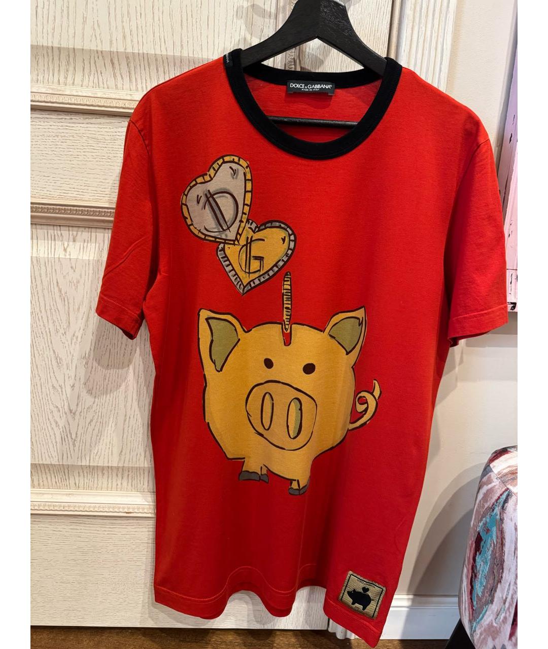 DOLCE&GABBANA Красная хлопковая футболка, фото 5