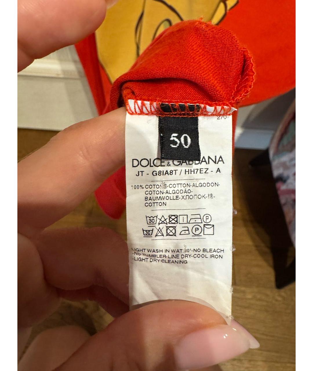 DOLCE&GABBANA Красная хлопковая футболка, фото 4