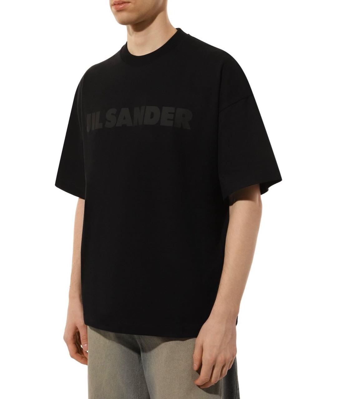 JIL SANDER Черная хлопковая футболка, фото 3