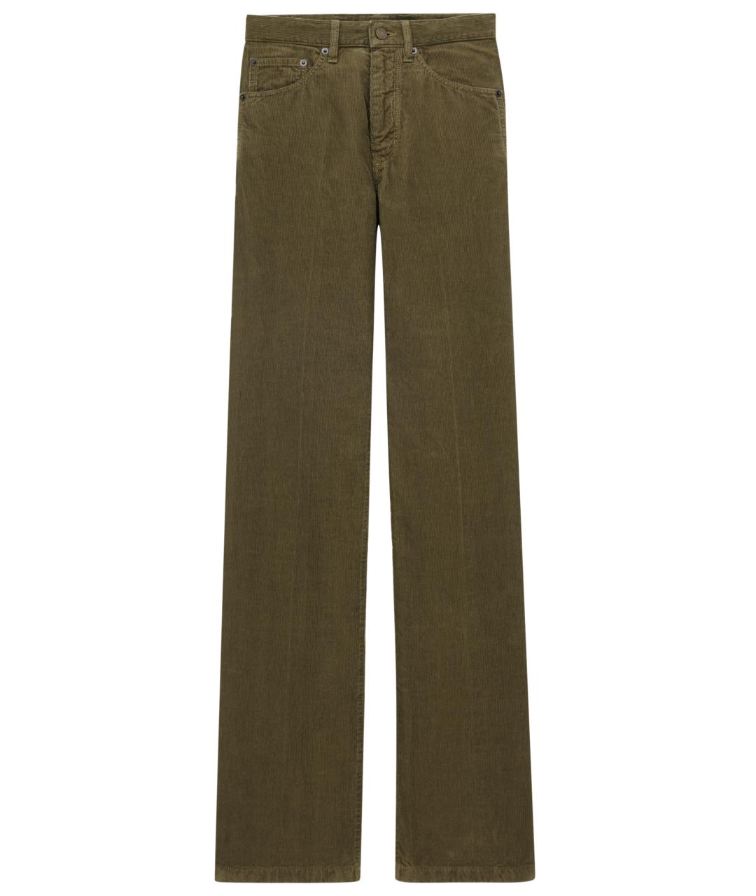 SAINT LAURENT Хаки хлопковые прямые джинсы, фото 1