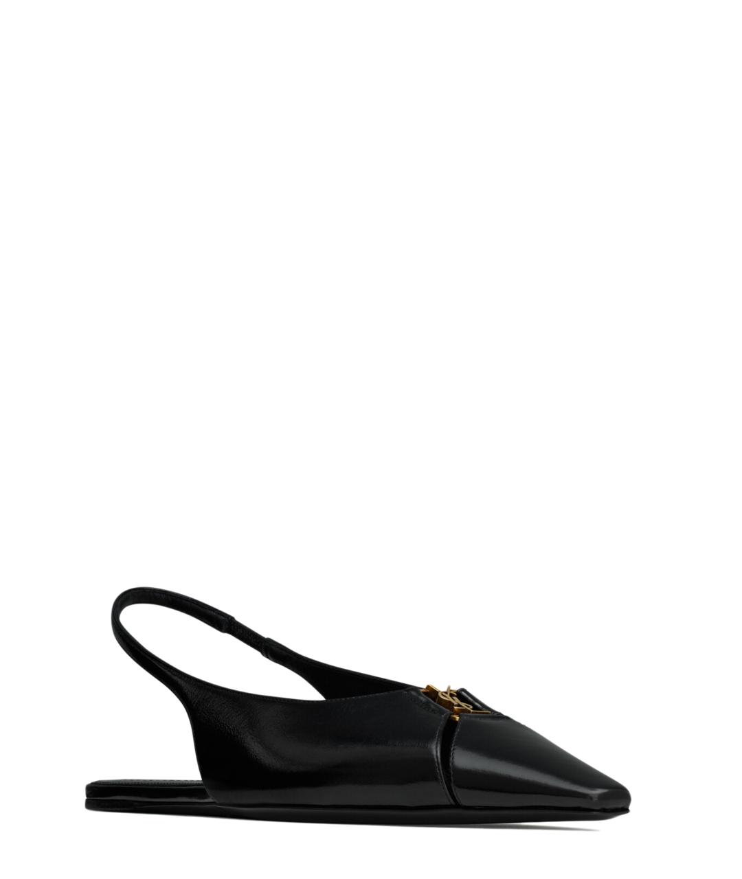 SAINT LAURENT Черные кожаные балетки, фото 2