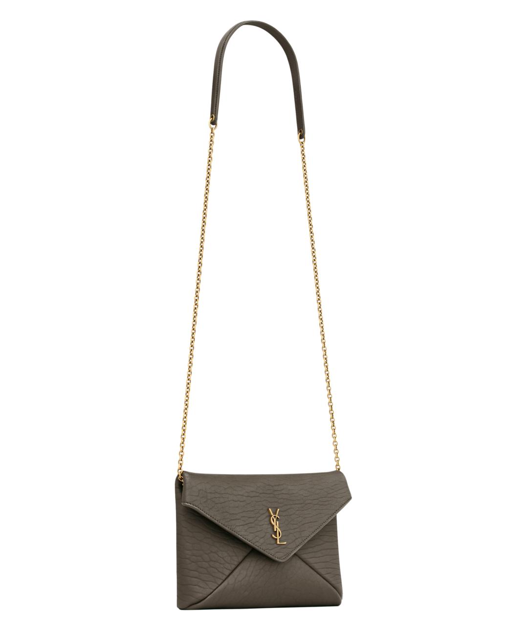 SAINT LAURENT Хаки кожаный кошелек, фото 4