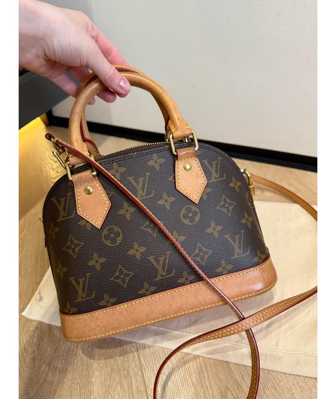 LOUIS VUITTON Коричневая кожаная сумка с короткими ручками, фото 2