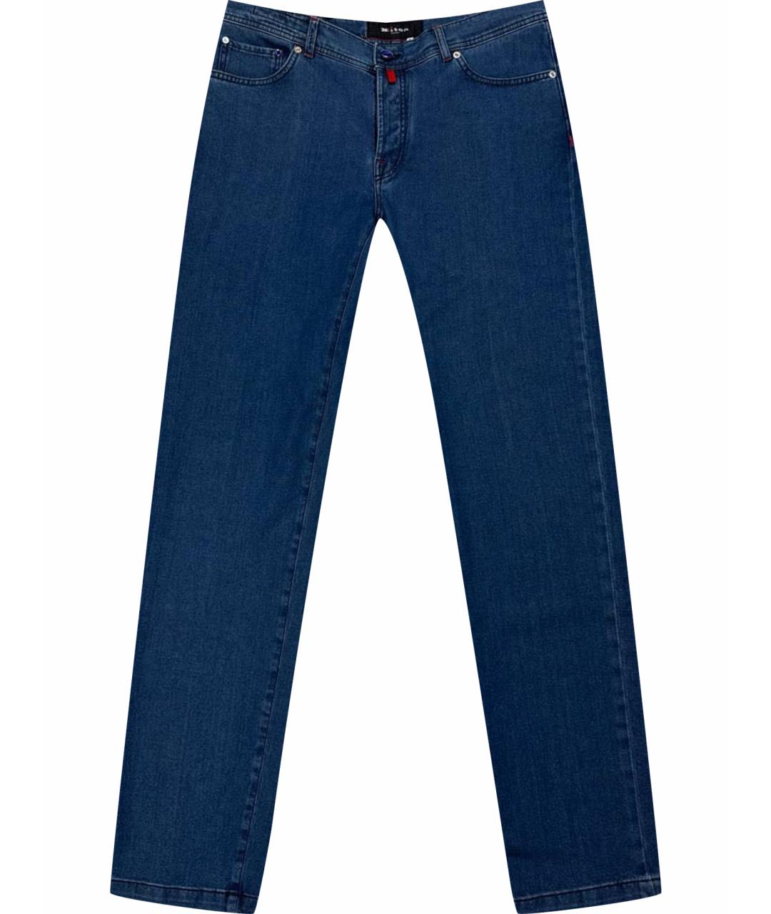KITON Синие хлопко-эластановые прямые джинсы, фото 1