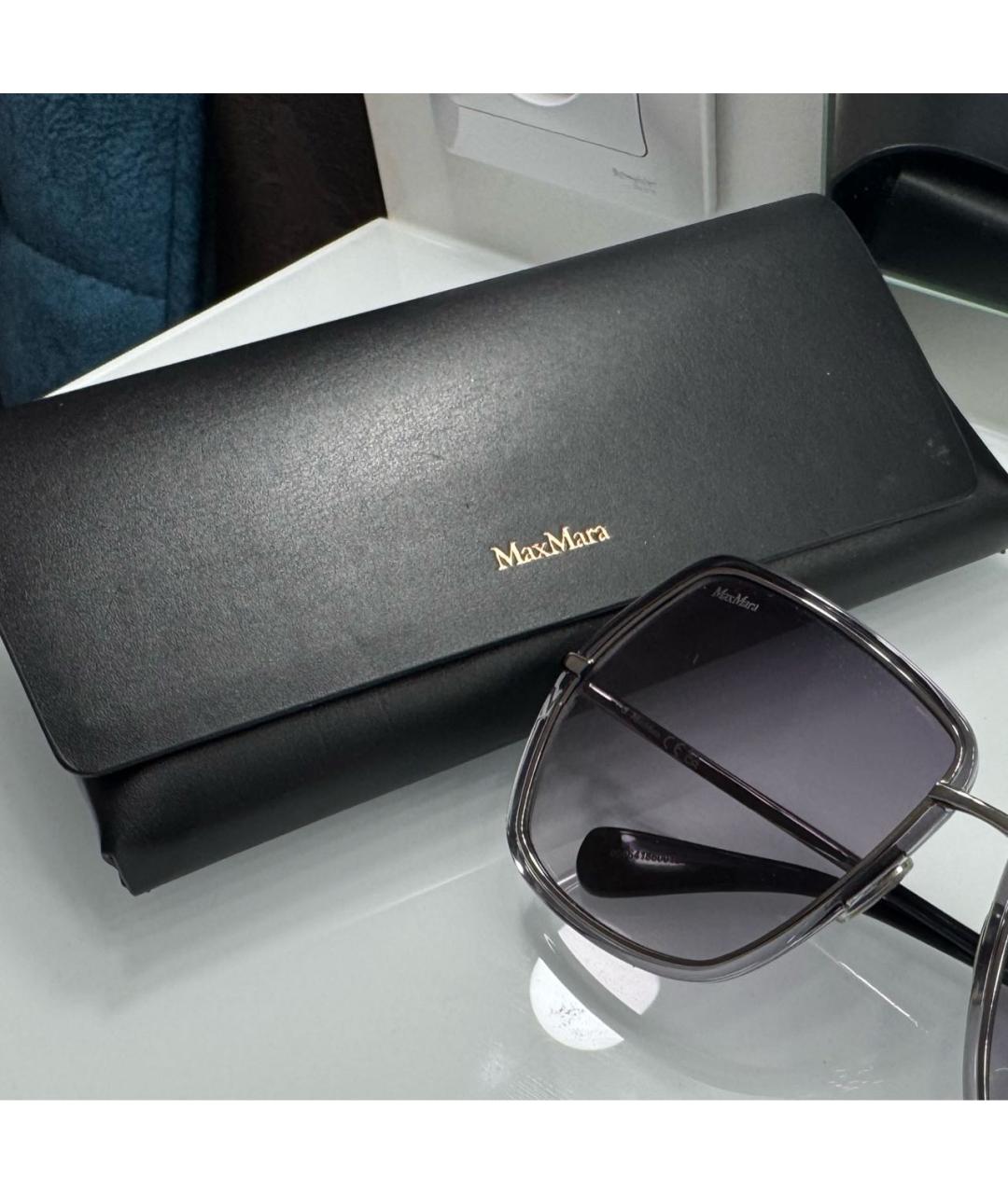 MAX MARA Черные пластиковые солнцезащитные очки, фото 4
