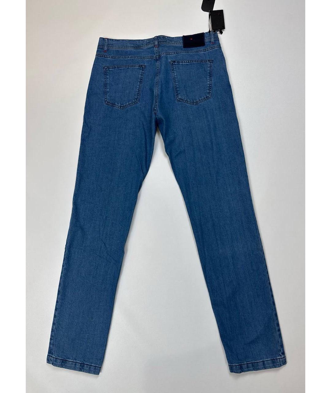 KITON Синие хлопко-эластановые прямые джинсы, фото 4