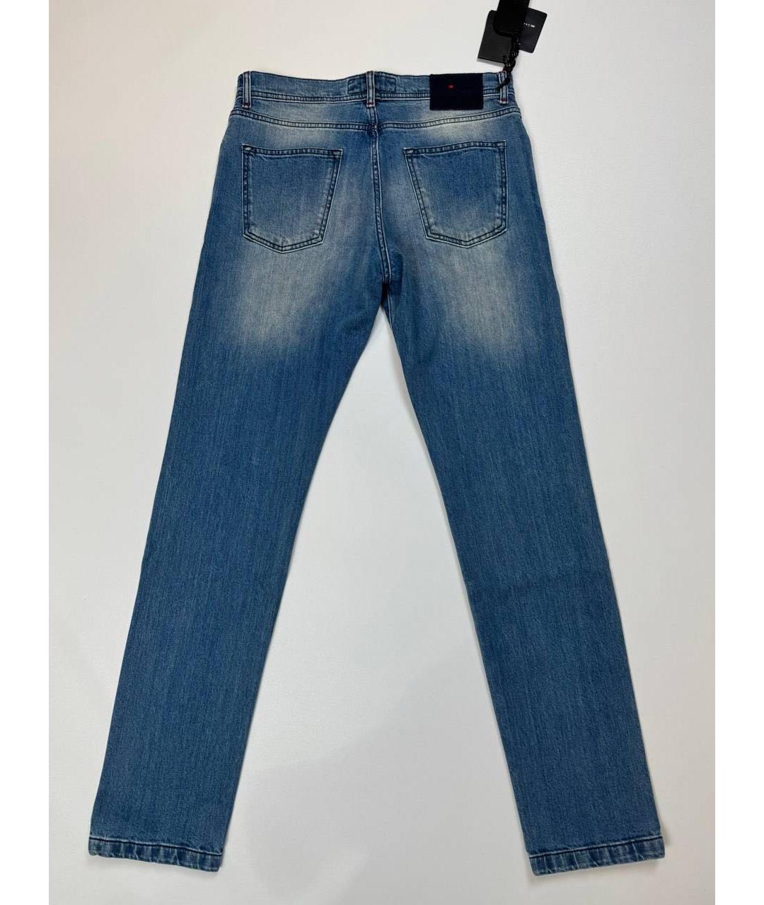 KITON Синие хлопко-эластановые прямые джинсы, фото 2