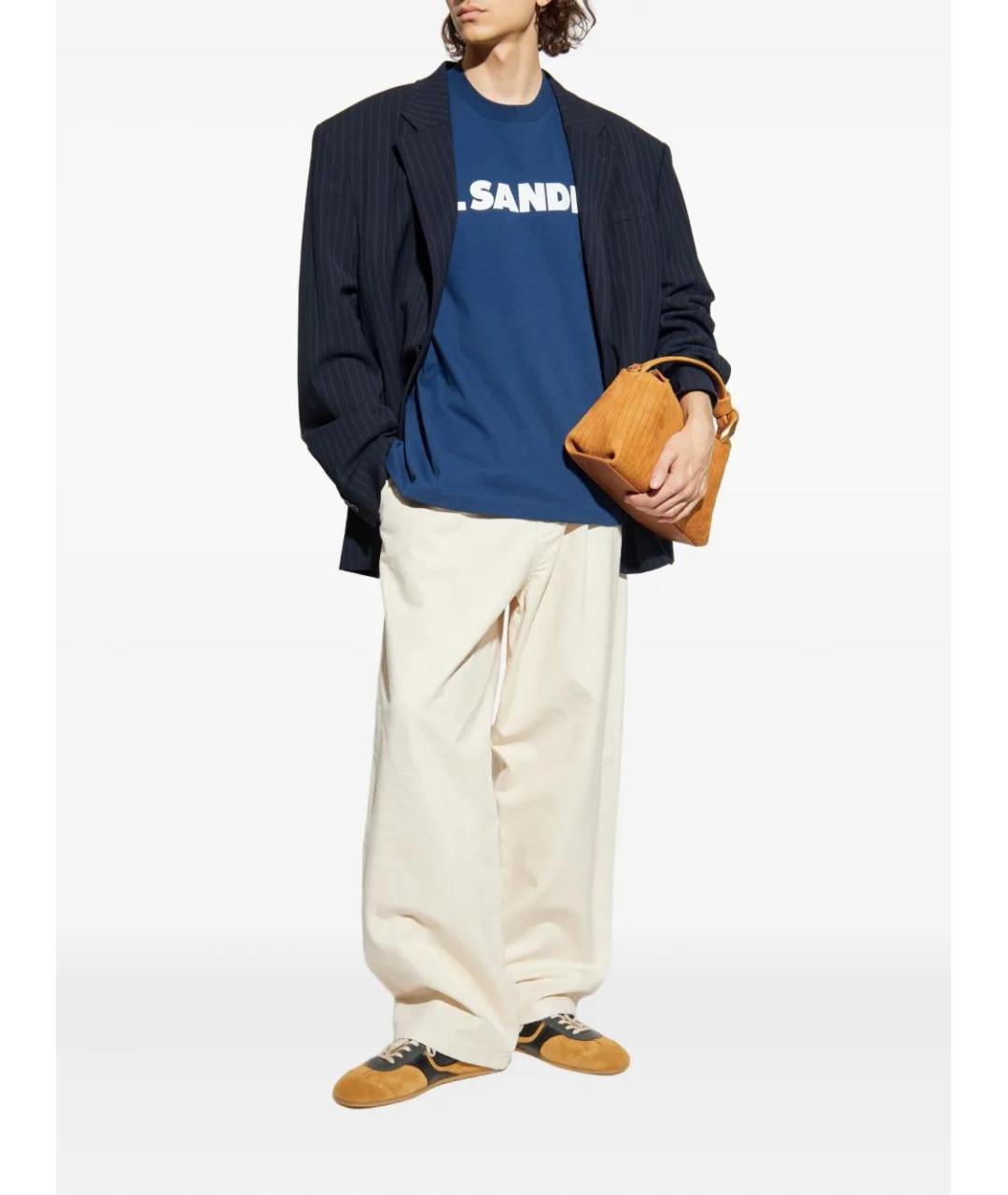 JIL SANDER Синяя хлопковая футболка, фото 2
