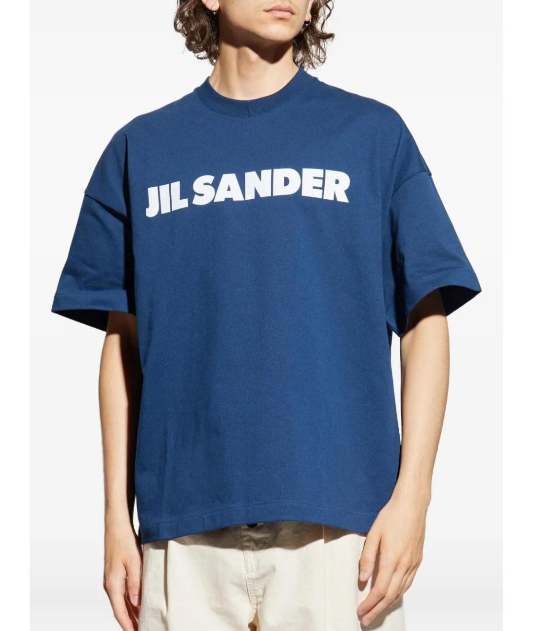 JIL SANDER Синяя хлопковая футболка, фото 3