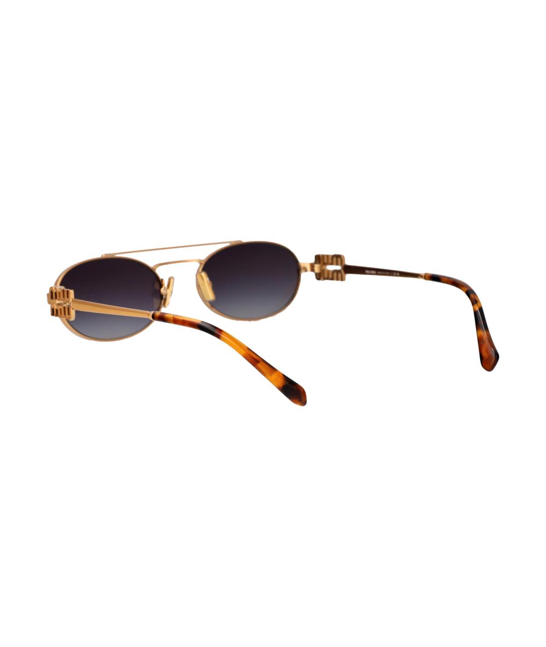 MIU MIU Золотые металлические солнцезащитные очки, фото 4