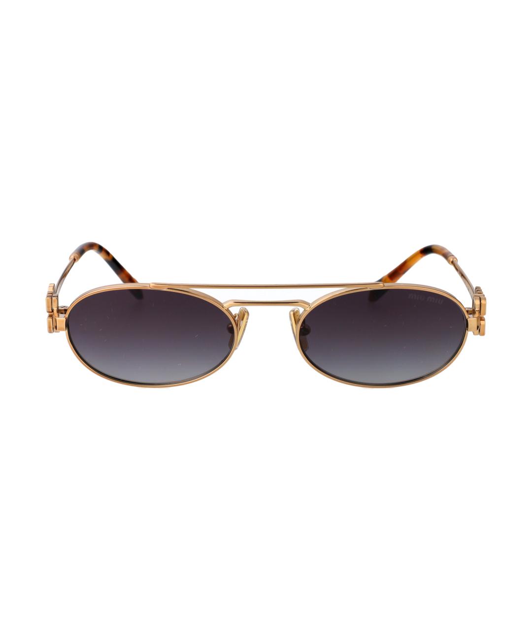MIU MIU Золотые металлические солнцезащитные очки, фото 2