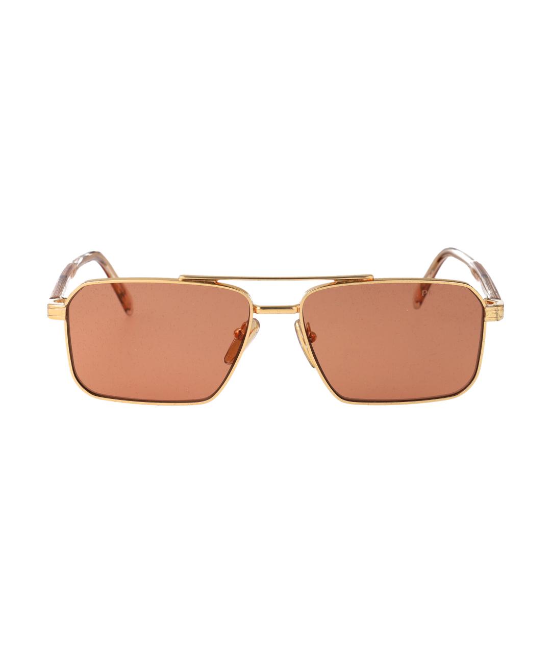 PRADA Золотые металлические солнцезащитные очки, фото 2