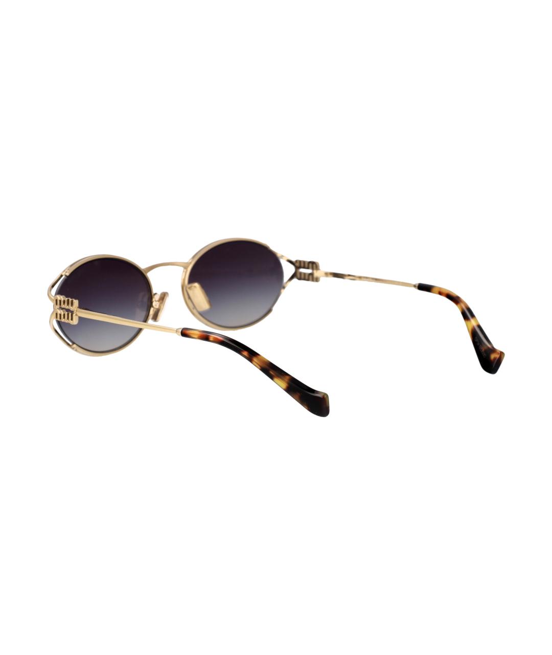 MIU MIU Золотые металлические солнцезащитные очки, фото 4