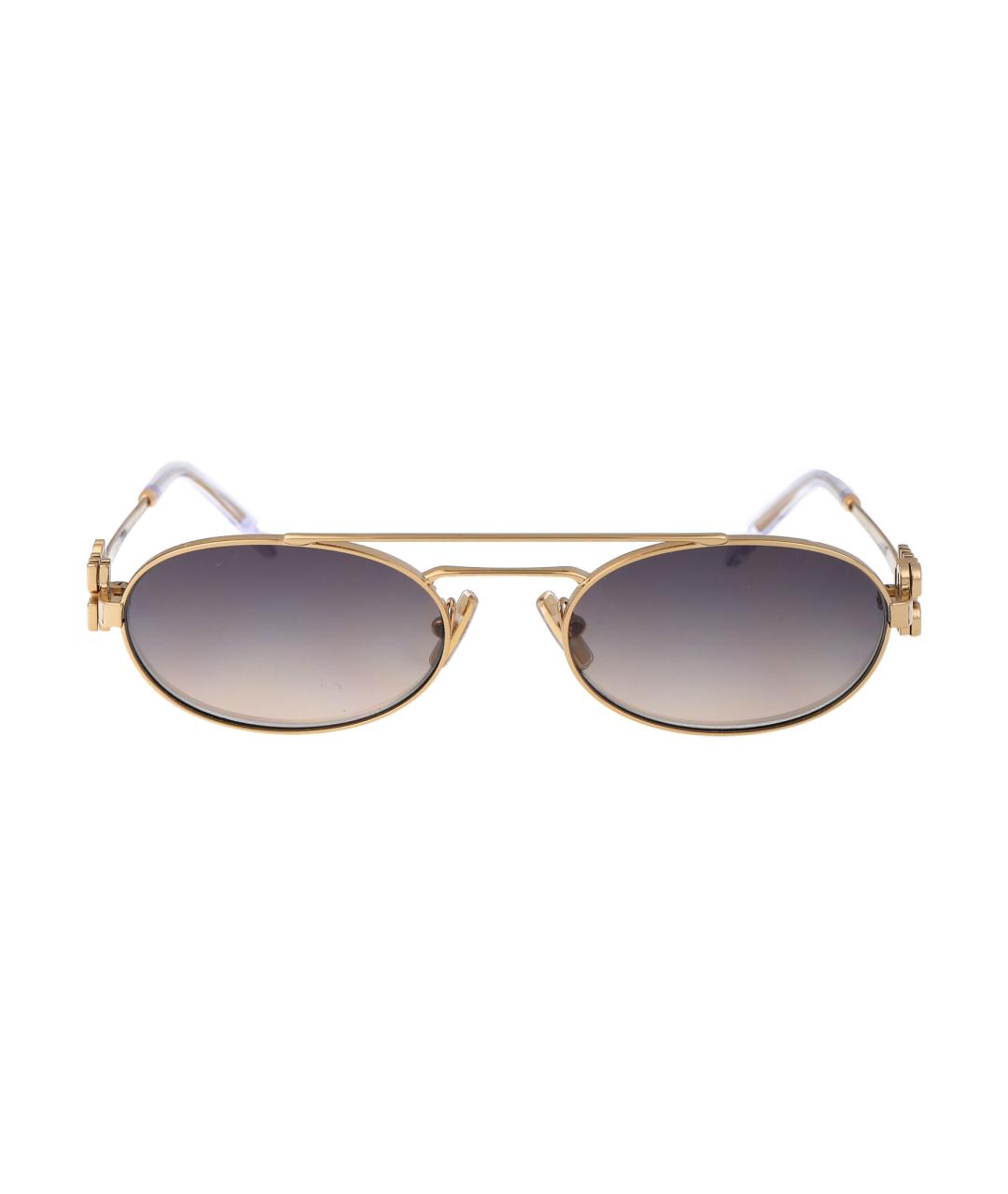 MIU MIU Золотые металлические солнцезащитные очки, фото 2