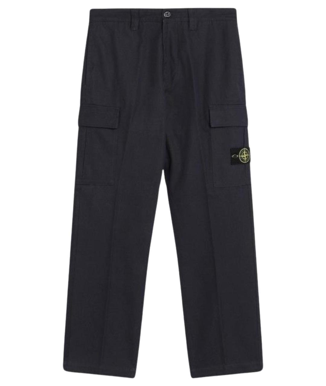 STONE ISLAND Темно-синие хлопковые повседневные брюки, фото 1