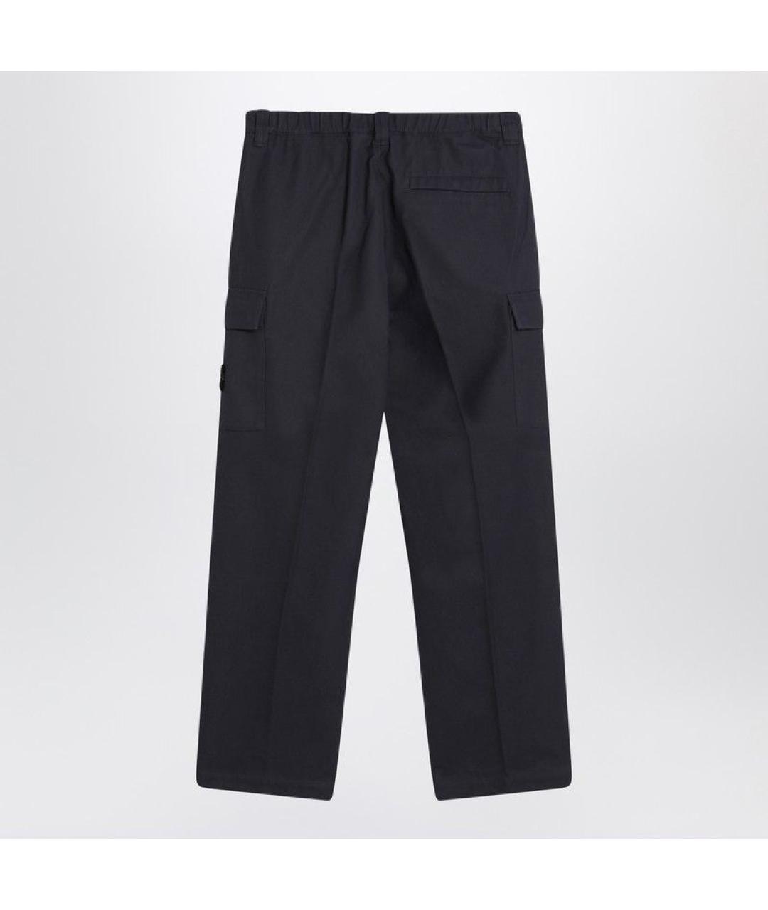 STONE ISLAND Темно-синие хлопковые повседневные брюки, фото 2