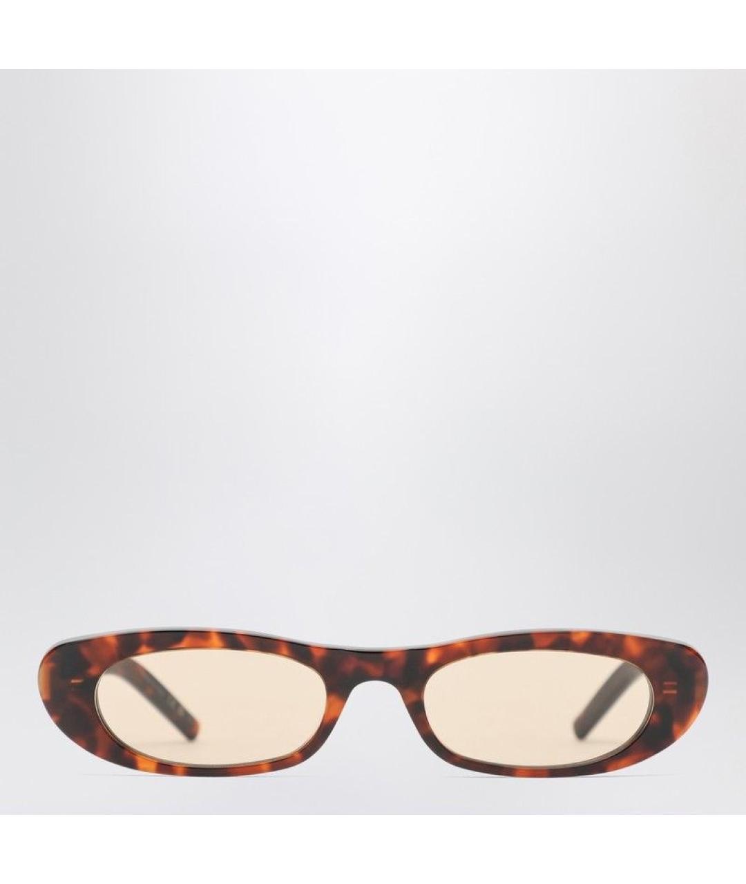 SAINT LAURENT Коричневые пластиковые солнцезащитные очки, фото 3