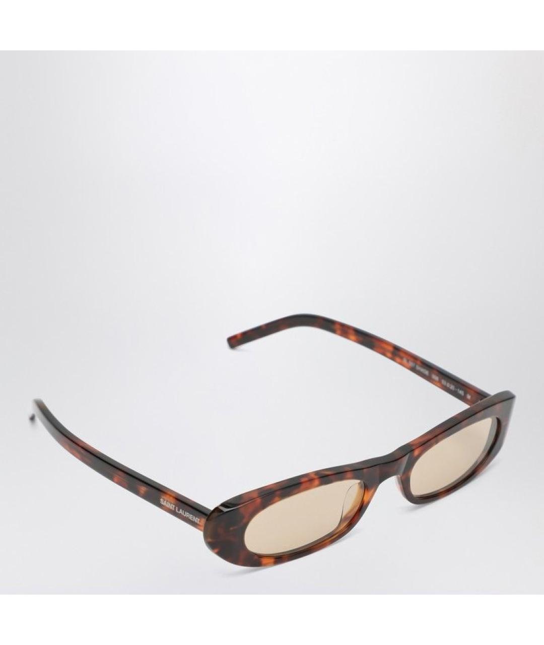 SAINT LAURENT Коричневые пластиковые солнцезащитные очки, фото 2