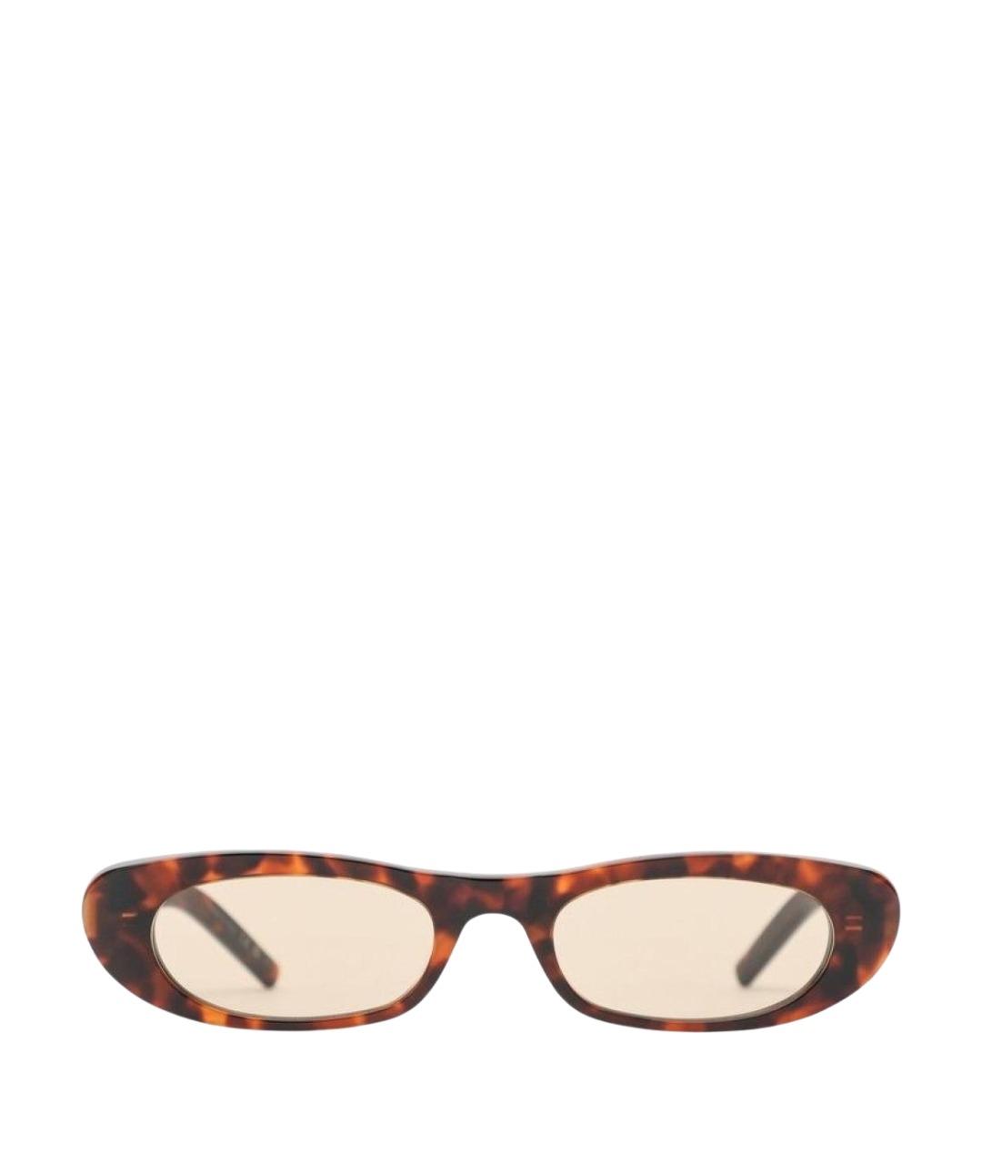 SAINT LAURENT Коричневые пластиковые солнцезащитные очки, фото 1