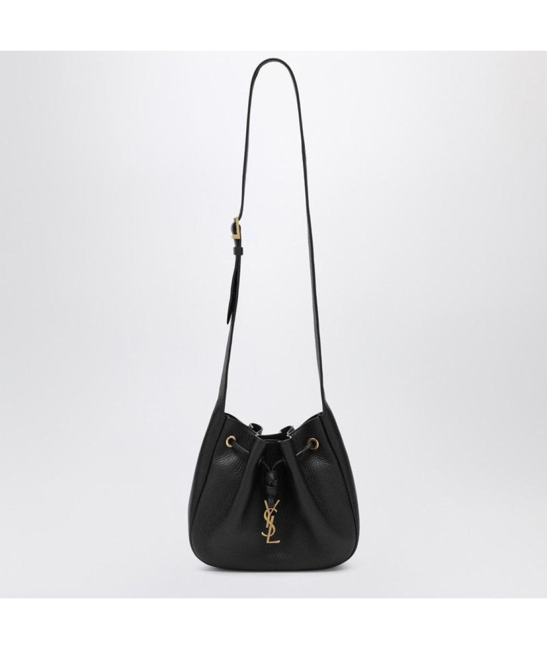 SAINT LAURENT Черная кожаная сумка через плечо, фото 3