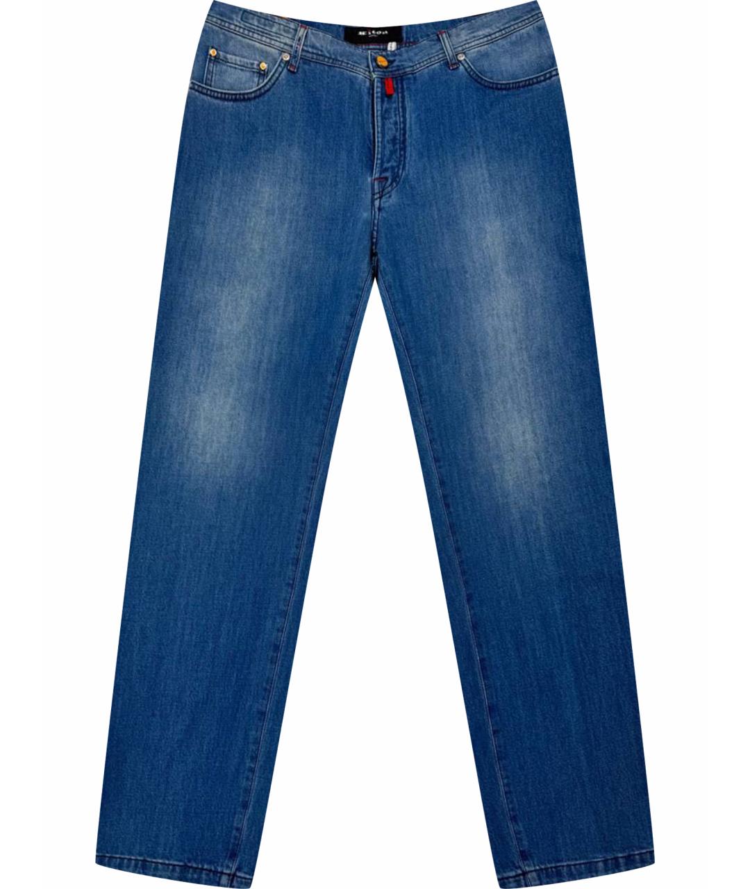 KITON Синие хлопко-эластановые прямые джинсы, фото 1