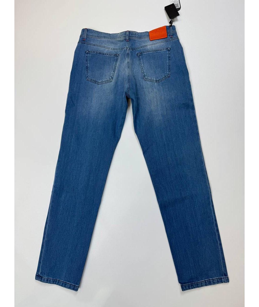 KITON Синие хлопко-эластановые прямые джинсы, фото 2