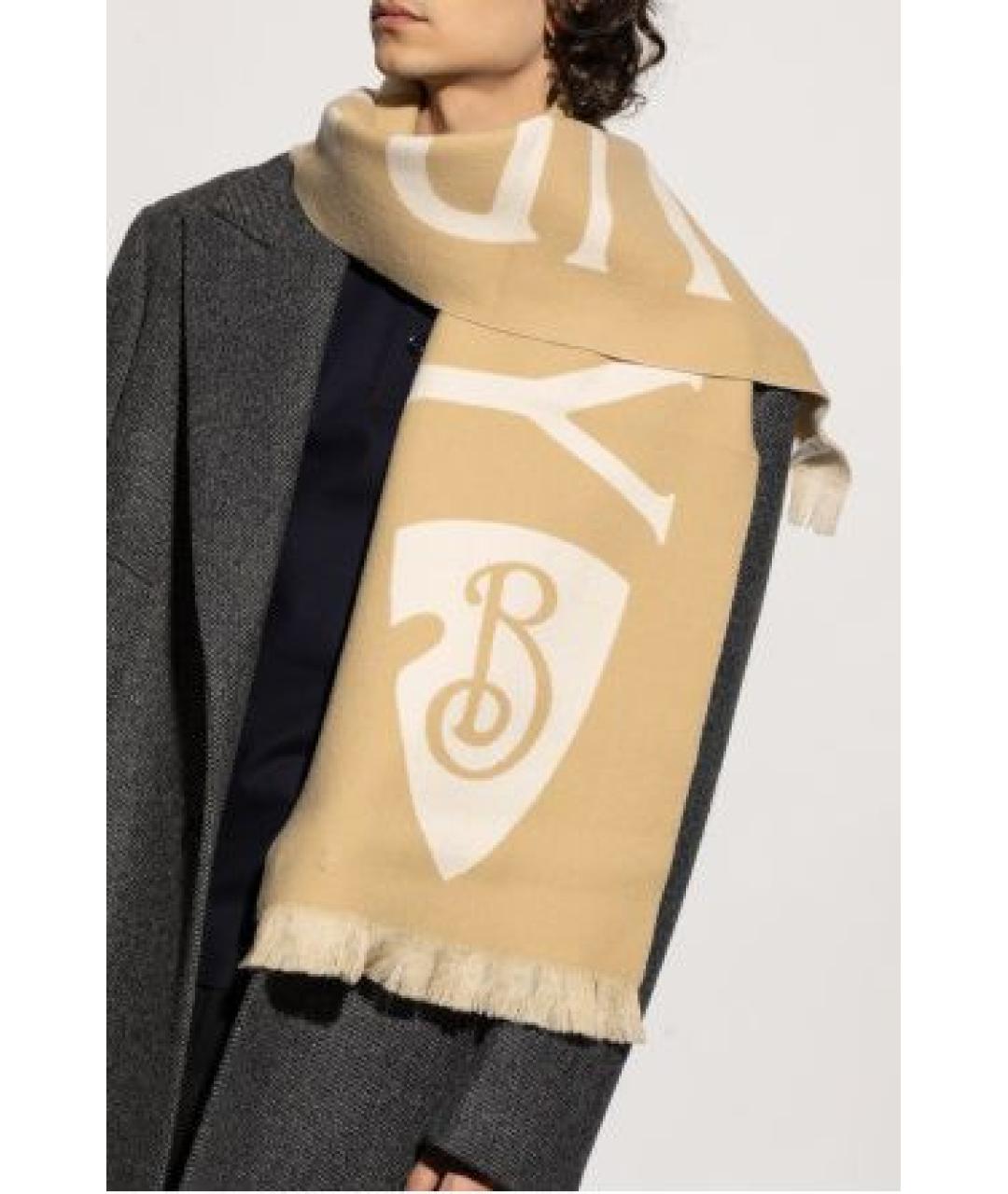 BURBERRY Бежевый шерстяной шарф, фото 2