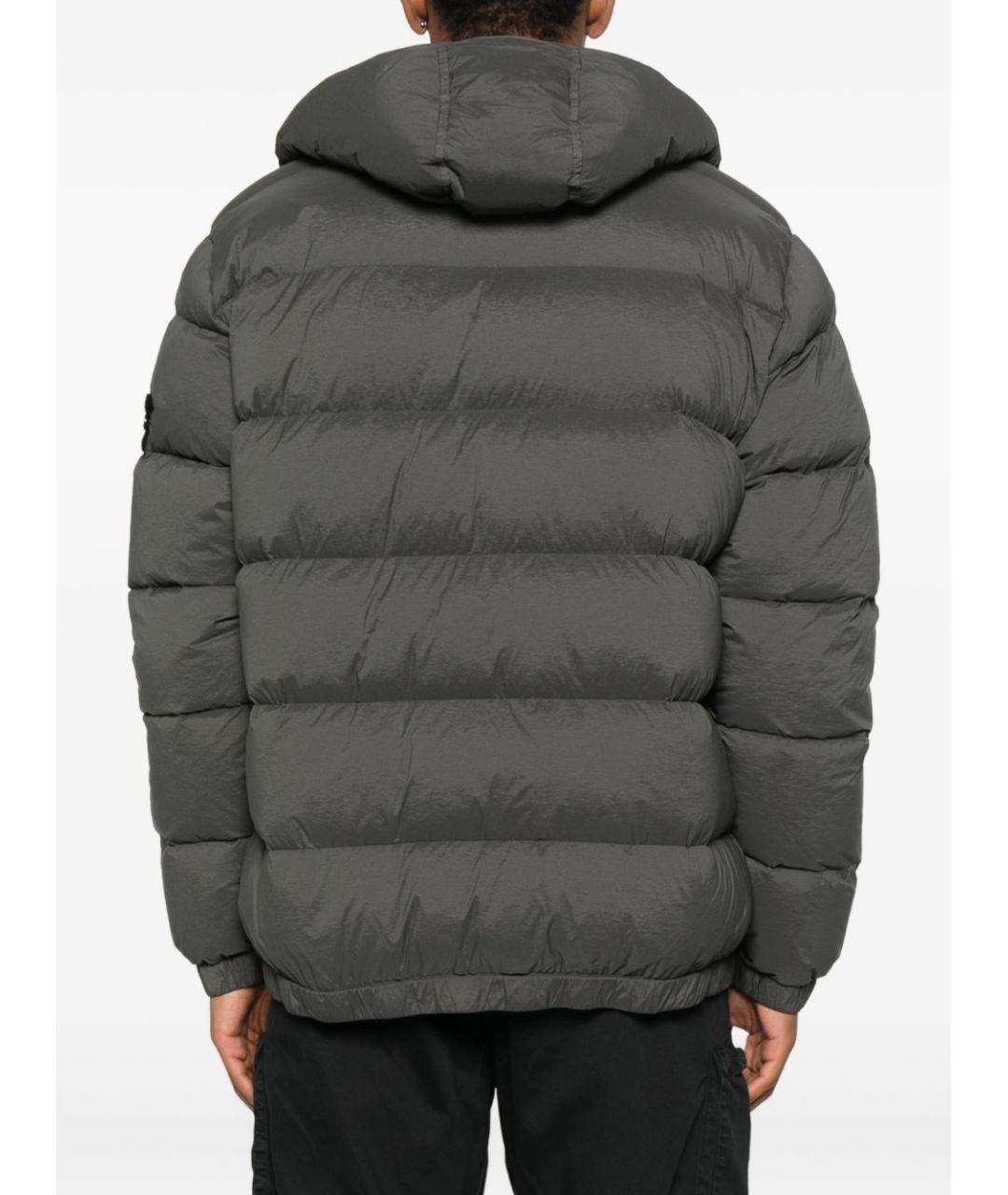 STONE ISLAND Серый полиамидовый пуховик, фото 4