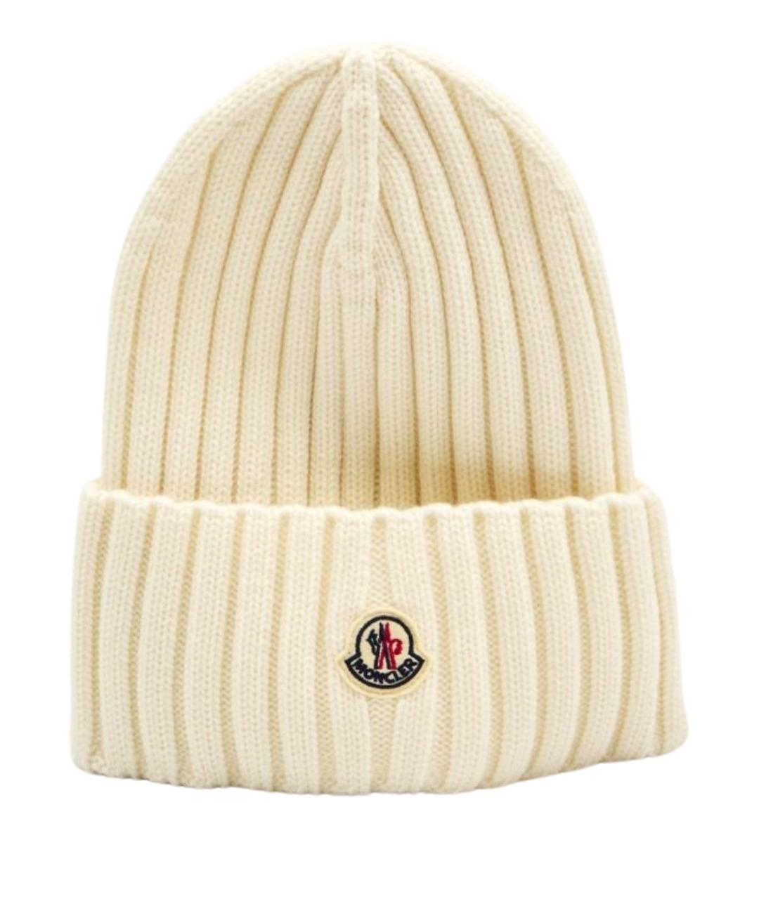 MONCLER Белая шерстяная шапка, фото 1
