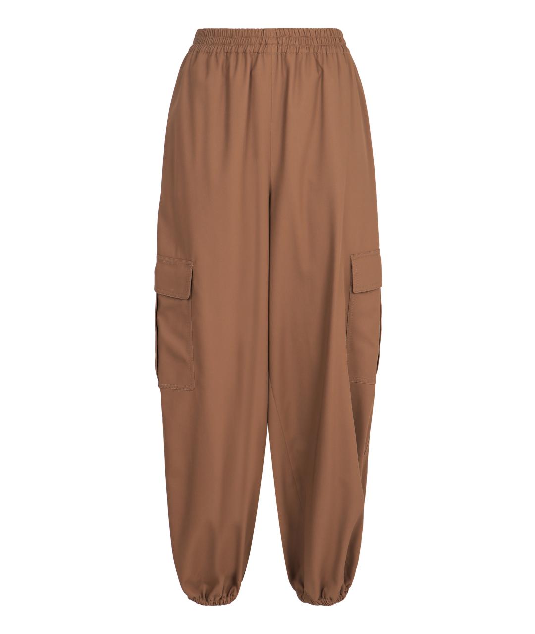 MAX MARA Коричневые хлопковые прямые брюки, фото 1