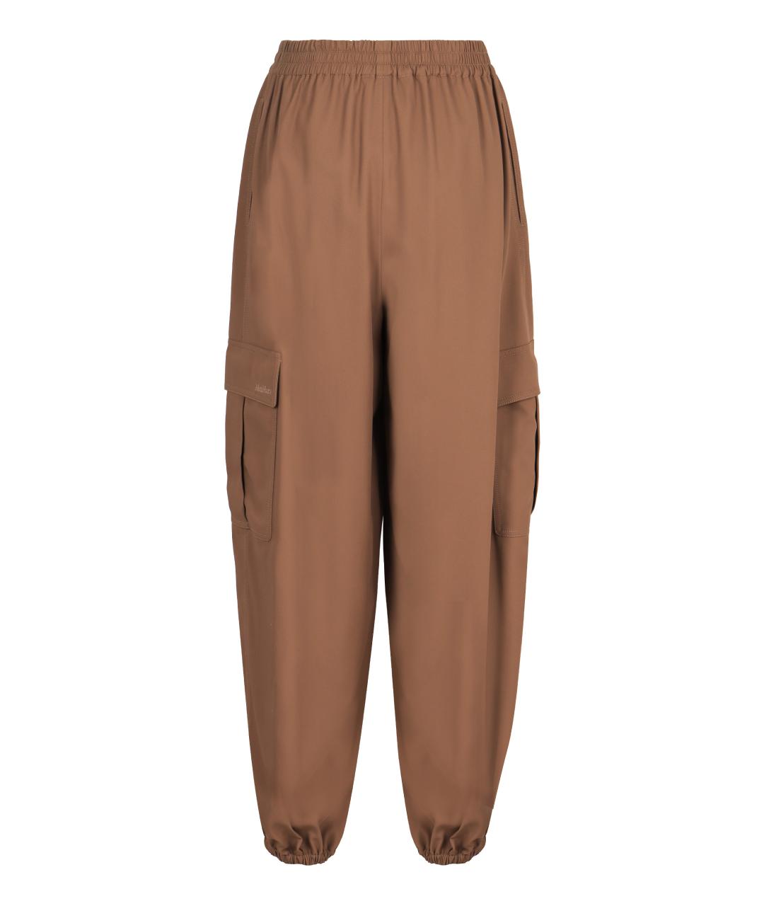 MAX MARA Коричневые хлопковые прямые брюки, фото 2