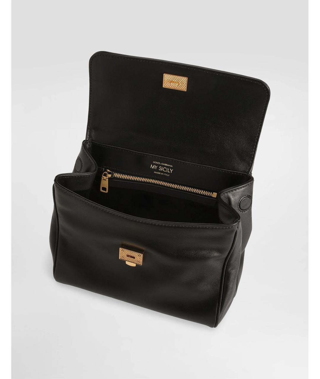 DOLCE&GABBANA Черная кожаная сумка с короткими ручками, фото 4
