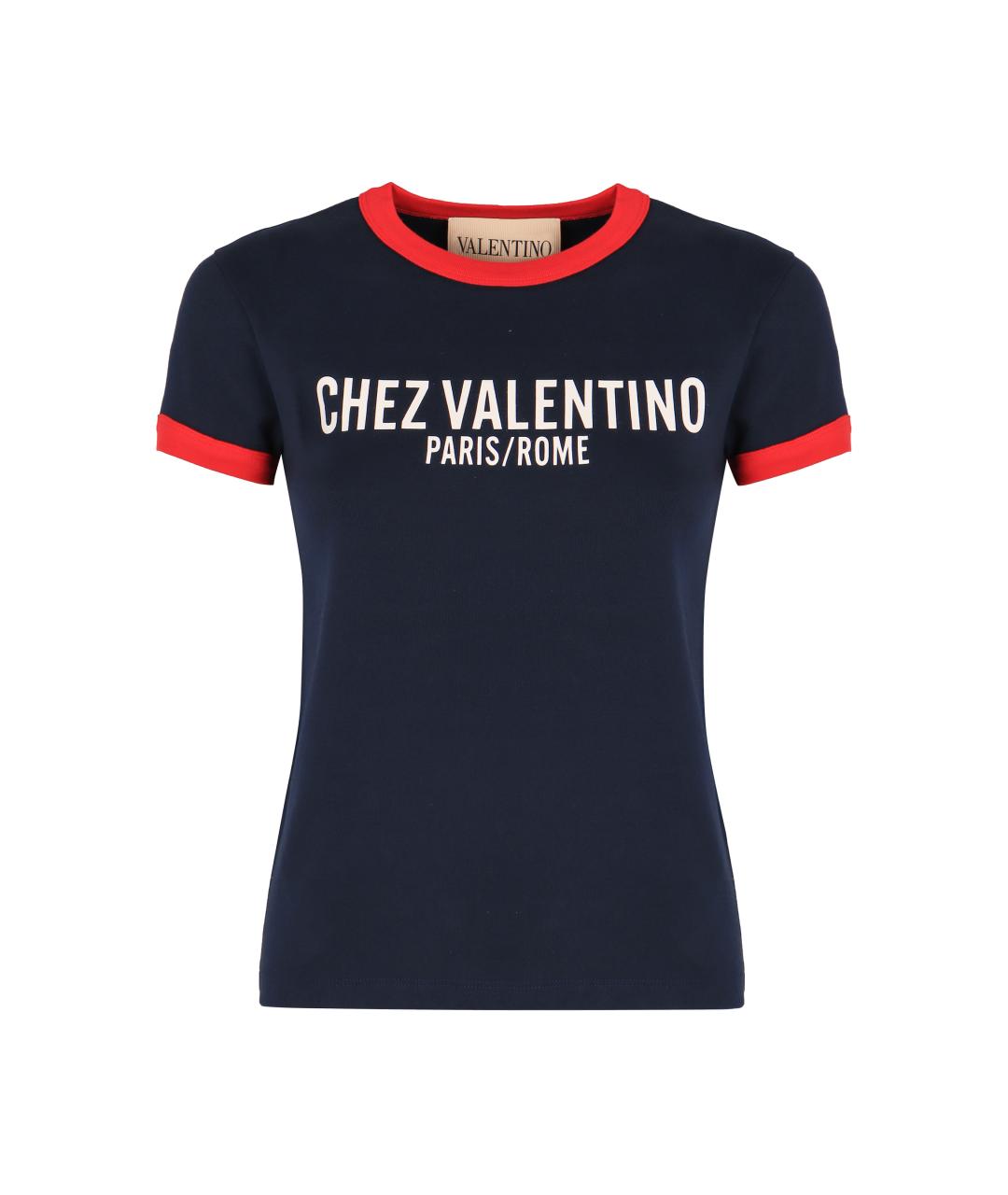VALENTINO Синяя хлопковая футболка, фото 1
