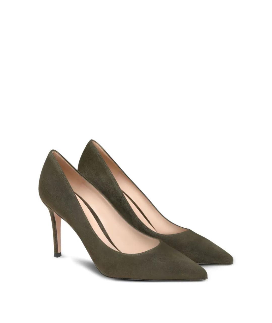 GIANVITO ROSSI Зеленые замшевые туфли, фото 2