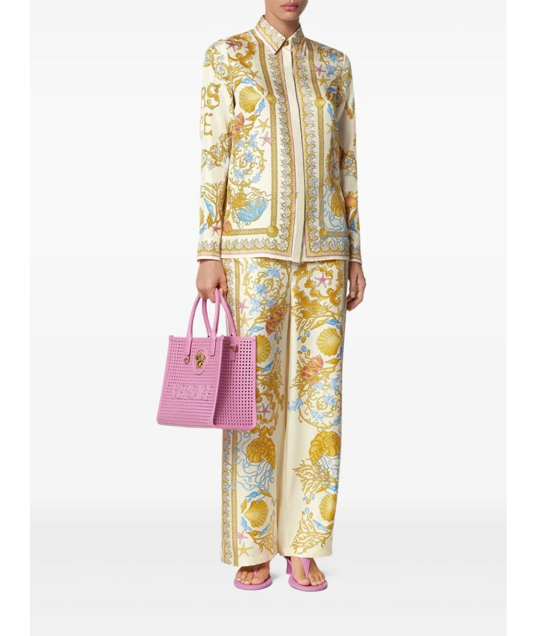 VERSACE Желтая шелковая рубашка, фото 5