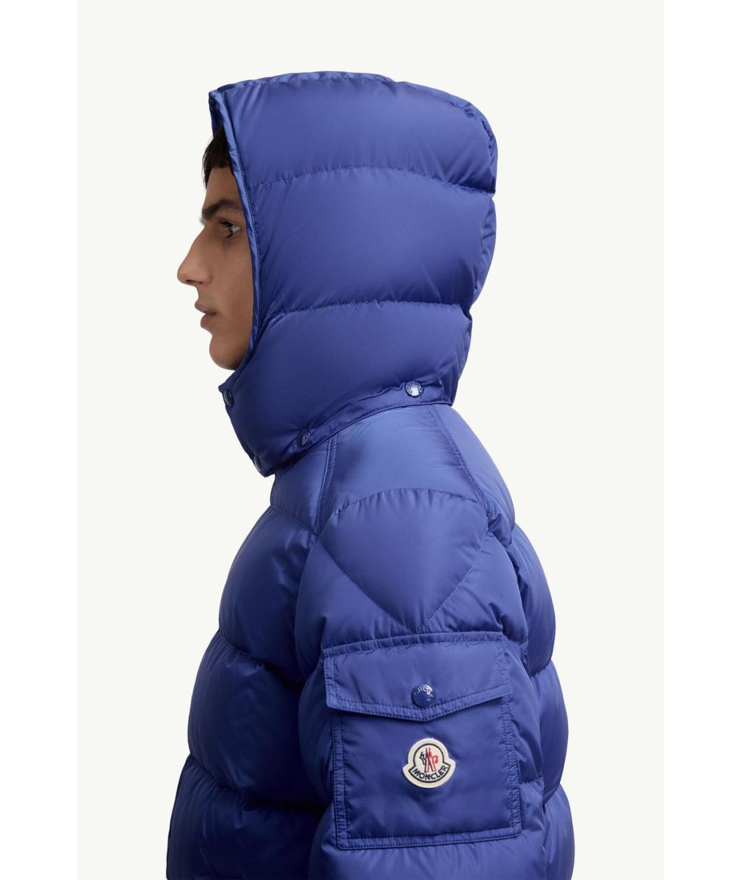MONCLER Синий полиамидовый пуховик, фото 3